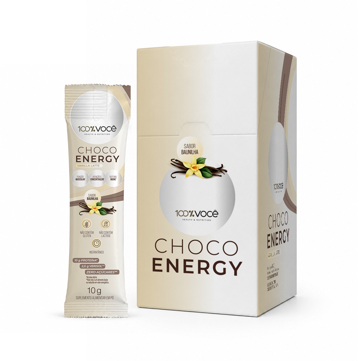 CHOCO ENERGY VANILLA LATTE - DISPLAY COM 14 SACHÊS DE 10G